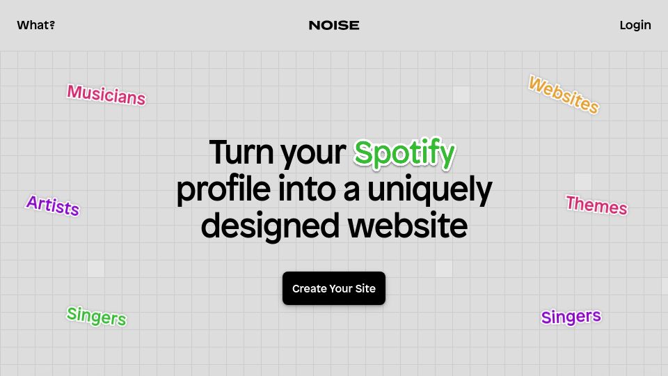 Screenshot of noise.site: Show HN: I made a tool to turn a Spotify artist profile into a website