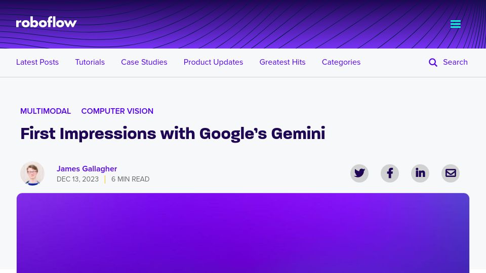 Screenshot of blog.roboflow.com: First Impressions with Google Gemini