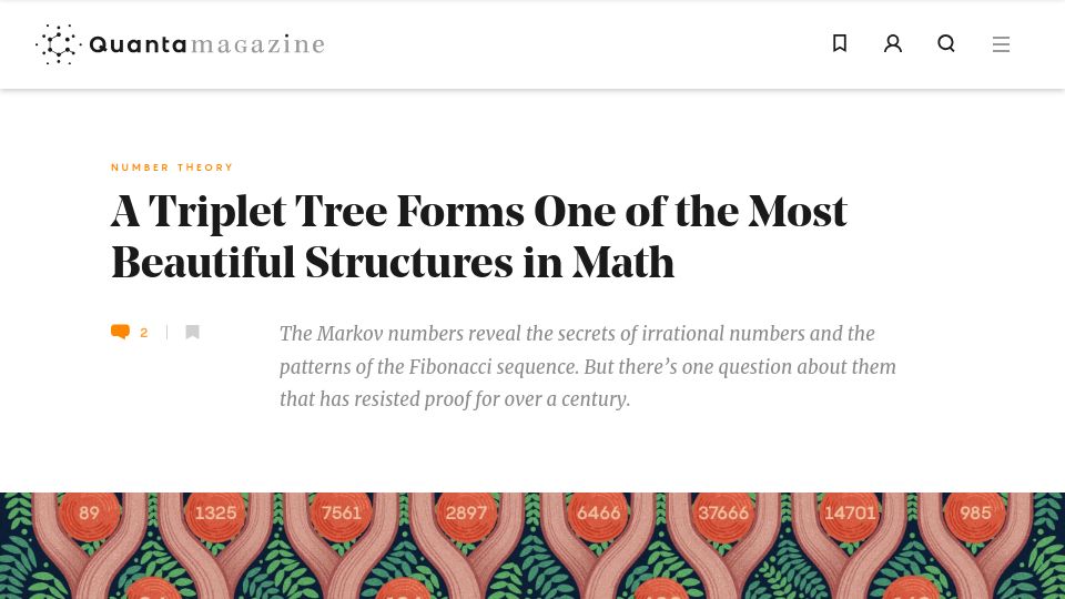 Screenshot of quantamagazine.org: A triplet tree forms one of the most beautiful structures in math
