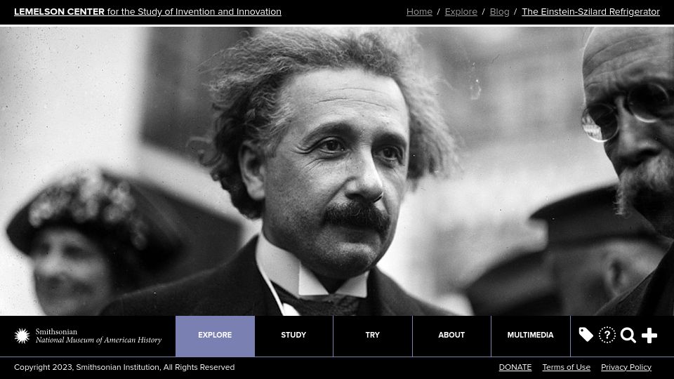 Screenshot of invention.si.edu: The Einstein-Szilard Refrigerator (2020)