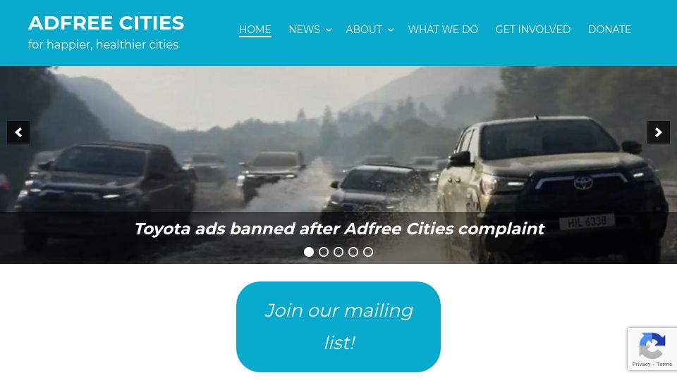 Screenshot of adfreecities.org.uk: Adfree Cities