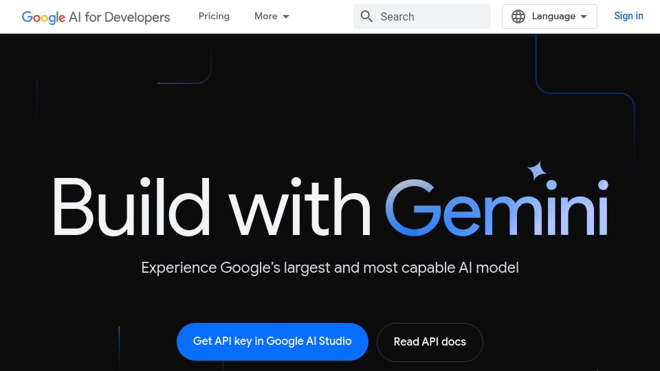 Screenshot of ai.google.dev: Google Gemini Pro API Available Through AI Studio