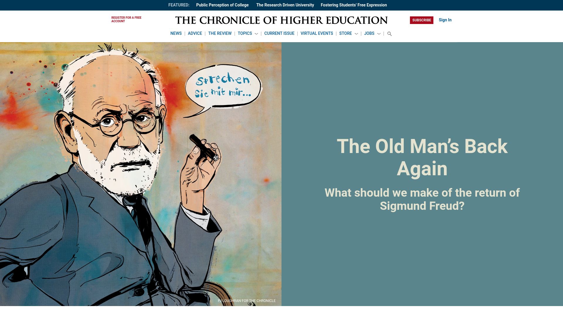 Screenshot of chronicle.com: What’s behind the Freud resurgence?