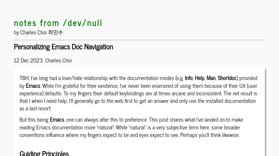 Screenshot of yummymelon.com: Personalizing Emacs Doc Navigation