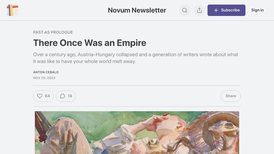 Screenshot of novum.substack.com: There Once Was an Empire