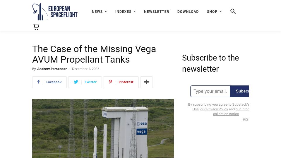 Screenshot of europeanspaceflight.com: The case of the missing Vega AVUM propellant tanks