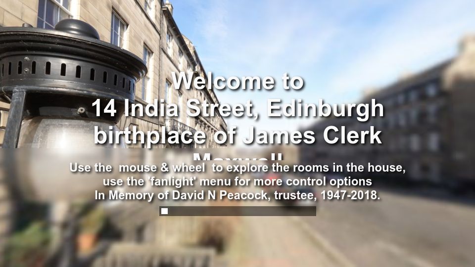 Screenshot of clerkmaxwellfoundation.org: Interactive tour of James Clerk Maxwell's house
