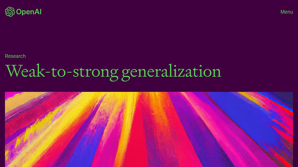 Screenshot of openai.com: Weak-to-Strong Generalization