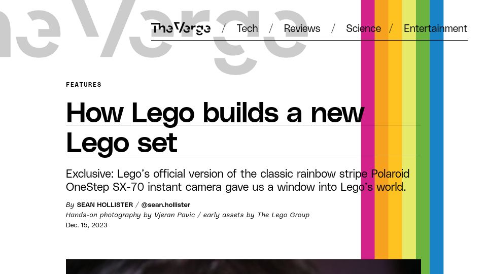 Screenshot of theverge.com: How Lego builds a new Lego set