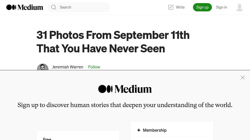 Screenshot of medium.com: September 11th That You Have Never Seen