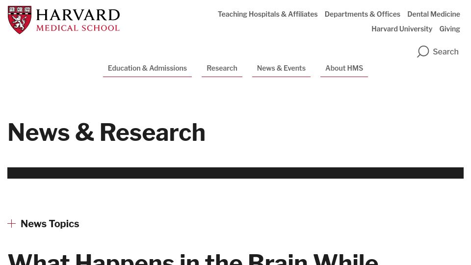 Screenshot of hms.harvard.edu: What happens in the brain while daydreaming?