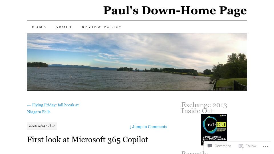 Screenshot of paulrobichaux.com: First look at Microsoft 365 Copilot