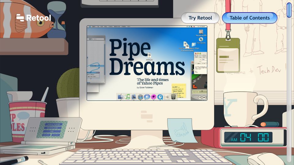 Screenshot of retool.com: Pipe Dreams: The life and times of Yahoo Pipes