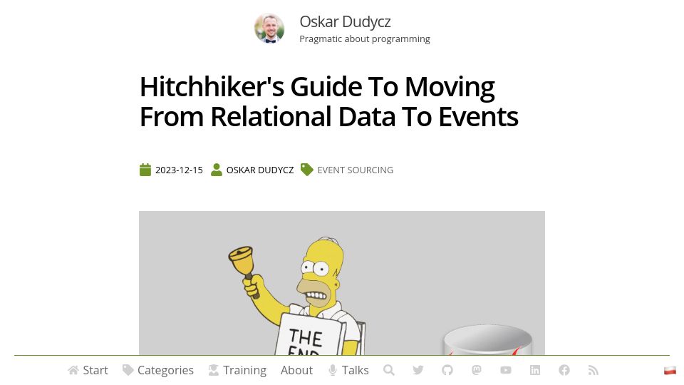 Screenshot of event-driven.io: Moving from relational data to events