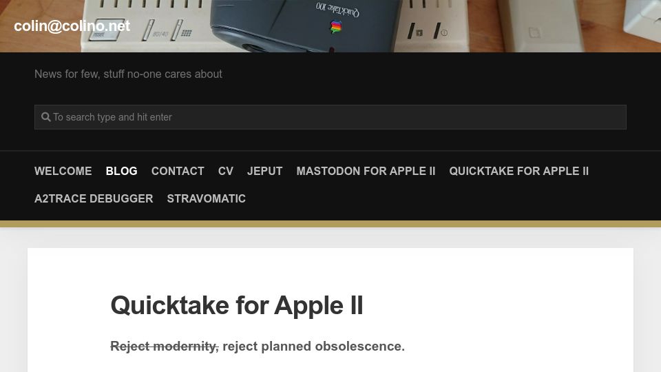 Screenshot of colino.net: Quicktake for Apple II