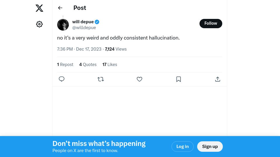 Screenshot of twitter.com: OpenAI employee: GPT-4.5 rumor was a hallucination