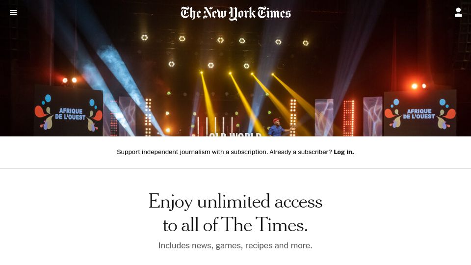 Screenshot of nytimes.com: How Africans are changing French, one joke, rap and book at a time