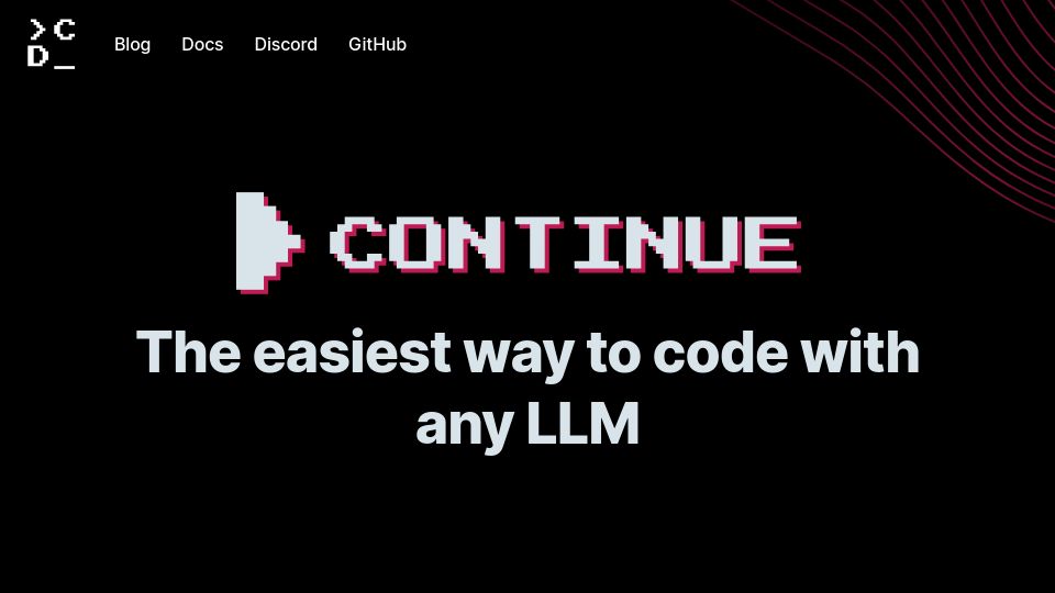 Screenshot of continue.dev: Continue will generate, refactor, and explain entire sections of code