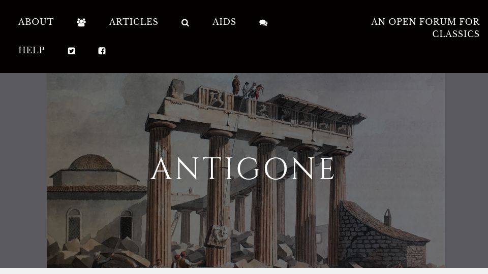 Screenshot of antigonejournal.com: The Parthenon/Elgin Marbles Debate: Return or Retain?