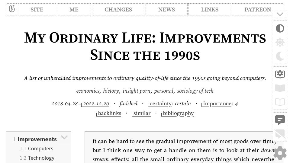 Screenshot of gwern.net: My Ordinary Life: Improvements Since the 1990s (2019)