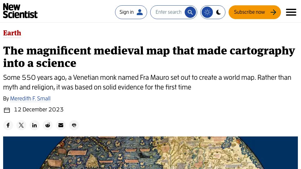 Screenshot of newscientist.com: A medieval map that made cartography into a science