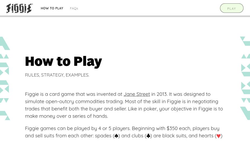 Screenshot of figgie.com: Figgie: Simulate stock trading with a deck of cards