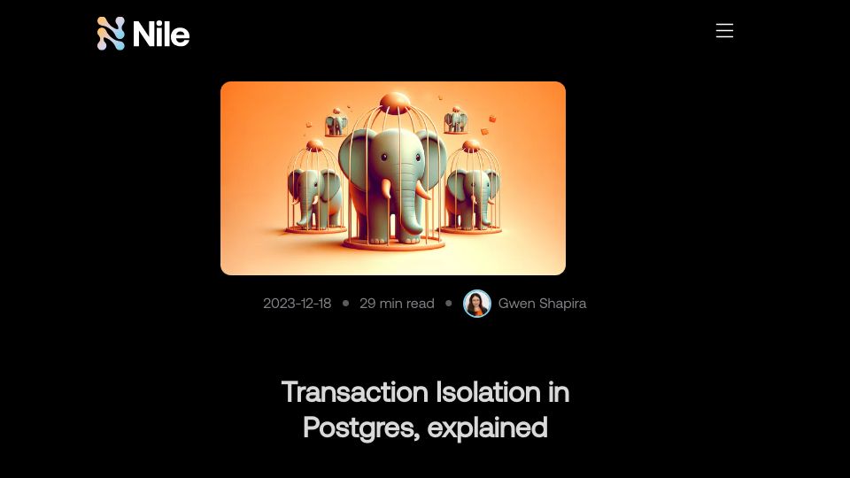 Screenshot of thenile.dev: Transaction Isolation in Postgres