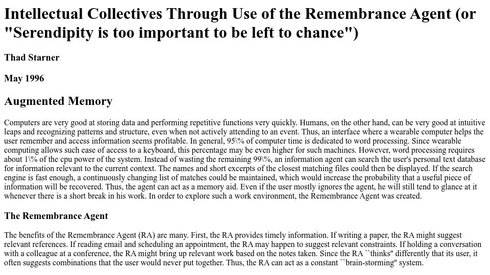 Screenshot of web.media.mit.edu: Serendipity is too important to be left to chance (1996)