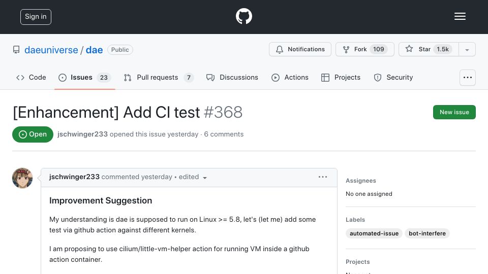 Screenshot of github.com: No star, No fix