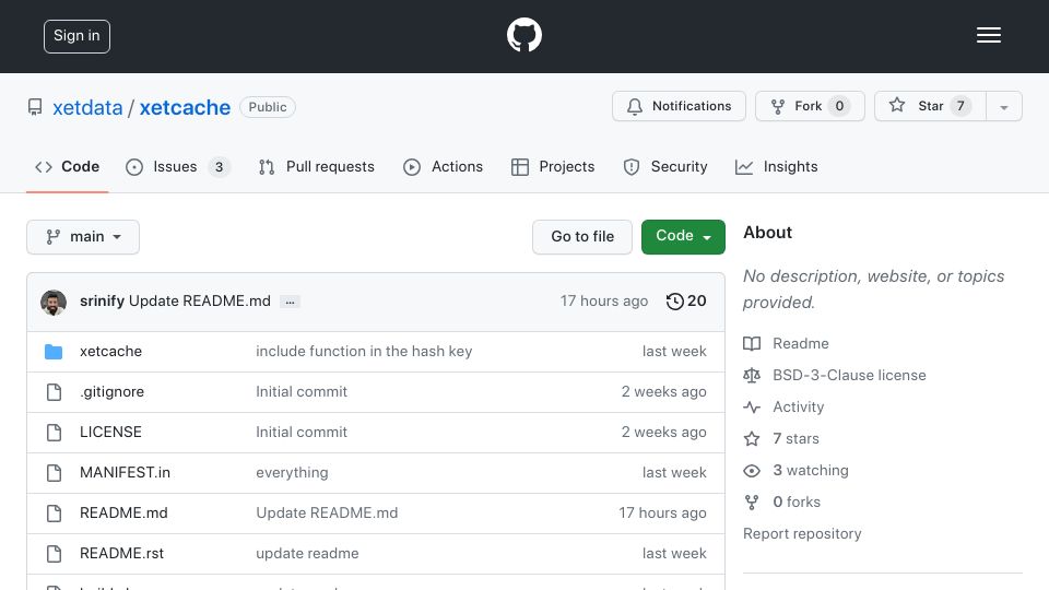 Screenshot of github.com: XetCache: Improve Jupyter notebook reruns by caching cells