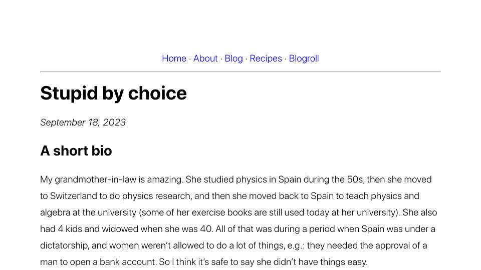 Screenshot of alexmolas.com: Stupid by Choice