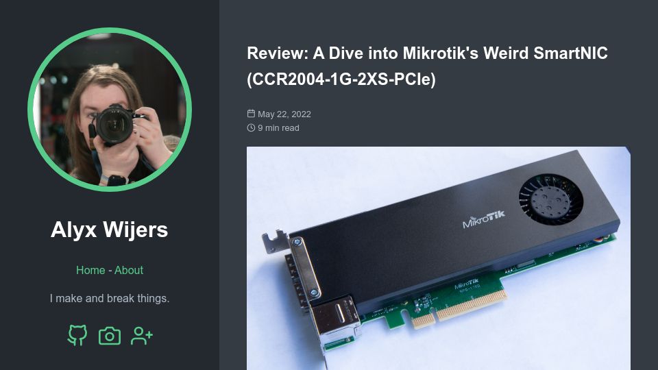 Screenshot of alyx.sh: Review: A Dive into Mikrotik's Weird SmartNIC (2022)