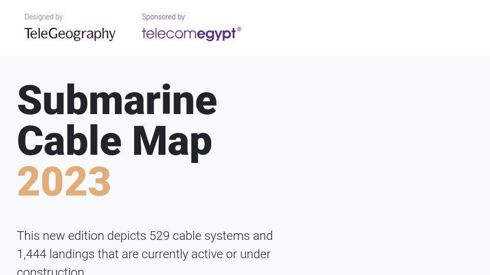 Screenshot of submarine-cable-map-2023.telegeography.com: Submarine Cable Map 2023
