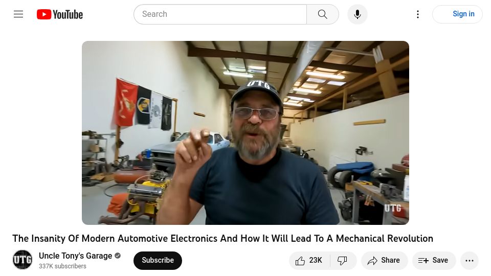 Screenshot of youtube.com: Modern automotive electronics will lead to a mechanical revolution [video]