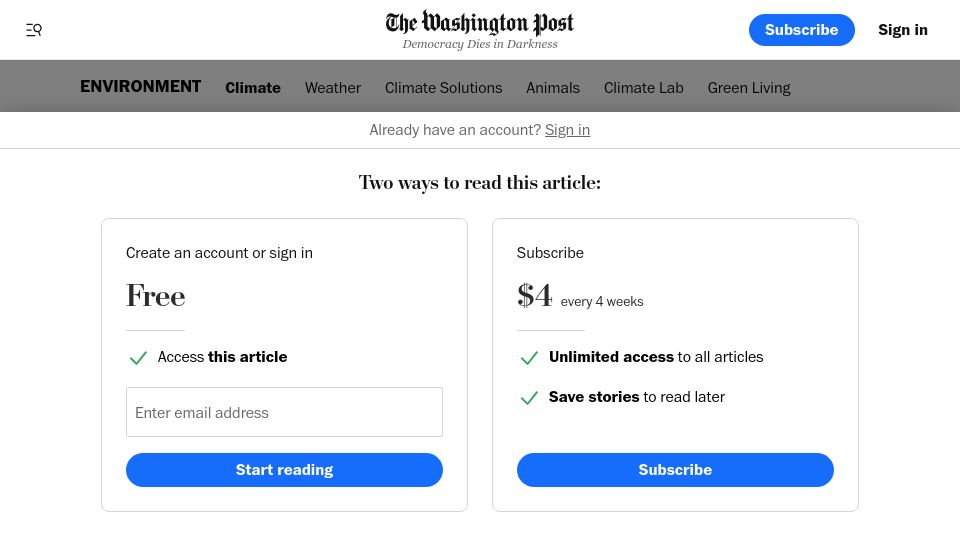 Screenshot of washingtonpost.com: To protect kids, the EPA wants total removal of lead pipes