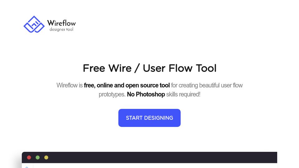 Screenshot of wireflow.co: Wireflow – free, online, open source tool for creating user-flow prototypes