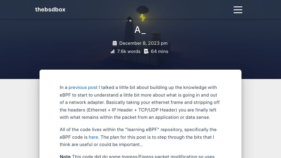 Screenshot of thebsdbox.co.uk: Application Traffic with eBPF