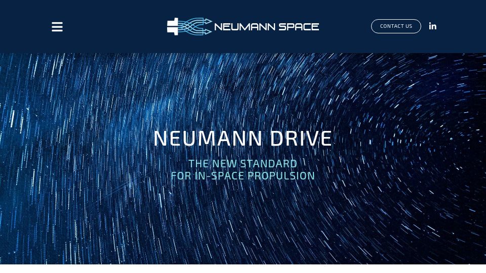 Screenshot of neumannspace.com: Neumann Drive: A Pulsed Cathodic Arc Thruster for Spacecrafts