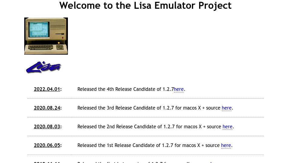 Screenshot of lisa.sunder.net: Lisa Emulator Project