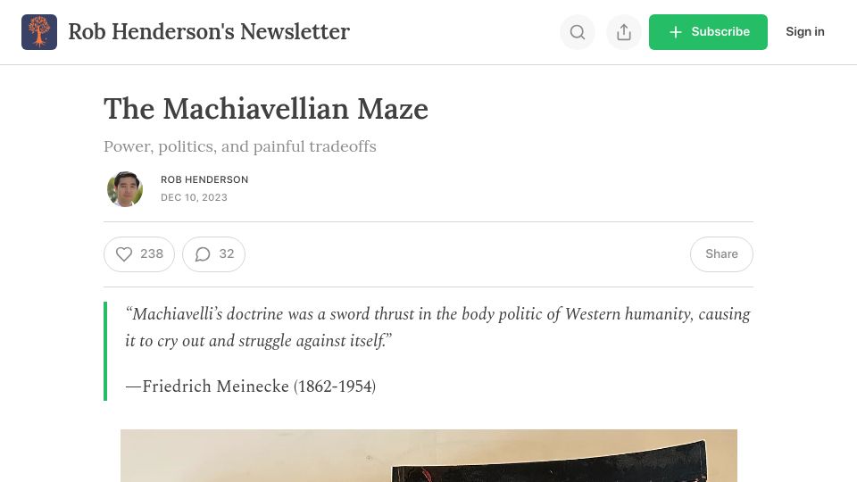 Screenshot of robkhenderson.com: The Machiavellian Maze