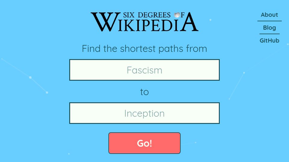 Screenshot of sixdegreesofwikipedia.com: Six Degrees of Wikipedia