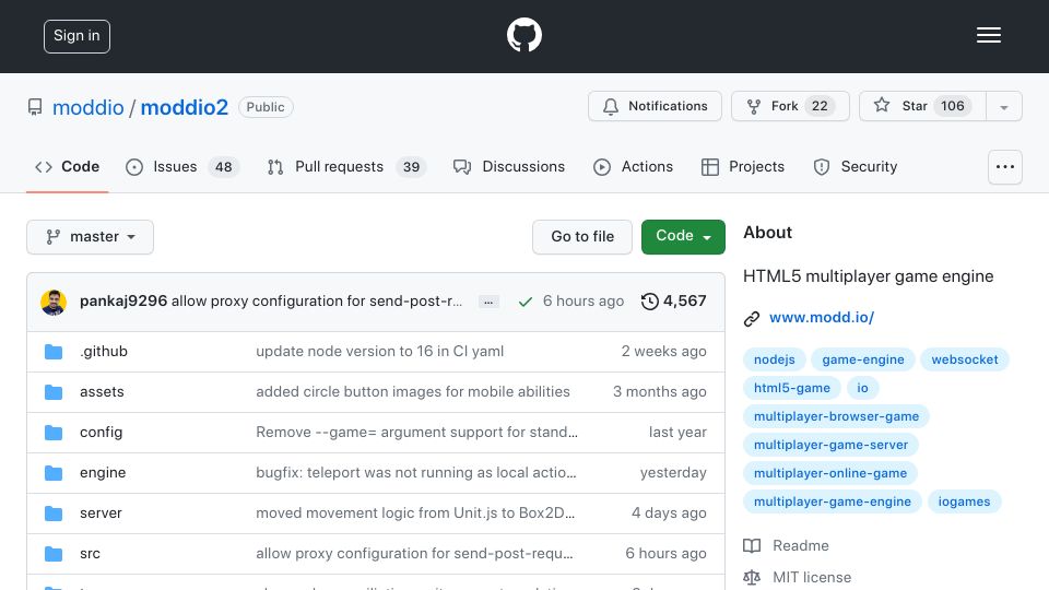 Screenshot of github.com: Show HN: I'm open-sourcing my game engine