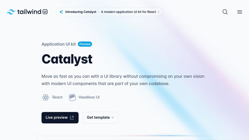 Screenshot of tailwindui.com: Catalyst – Tailwind CSS Application UI Kit