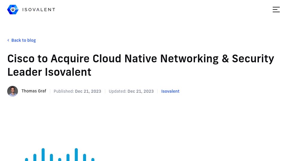 Screenshot of isovalent.com: Cisco to acquire Isovalent