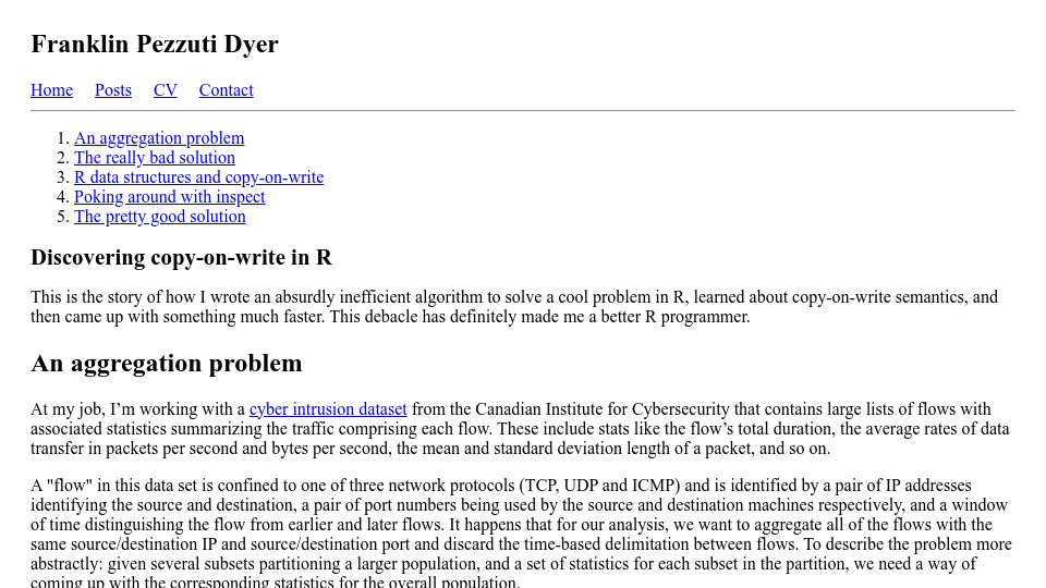 Screenshot of franklin.dyer.me: Discovering copy-on-write in R