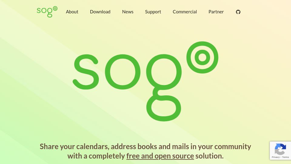 Screenshot of sogo.nu: SOGo: Open-source groupware solution to Share calendars, address books and mails