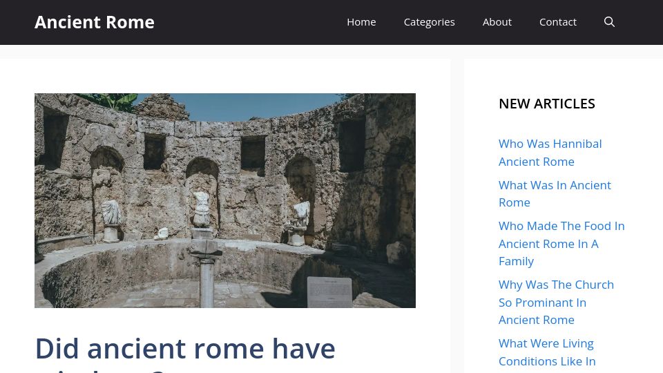 Screenshot of learnancientrome.com: Did Ancient Rome Have Windows?
