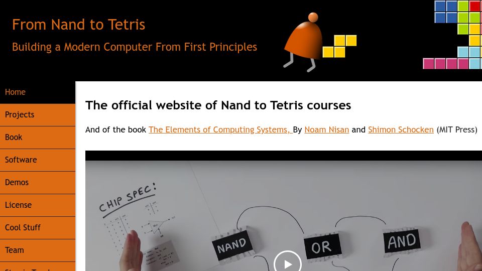 Screenshot of nand2tetris.org: From Nand to Tetris (2017)