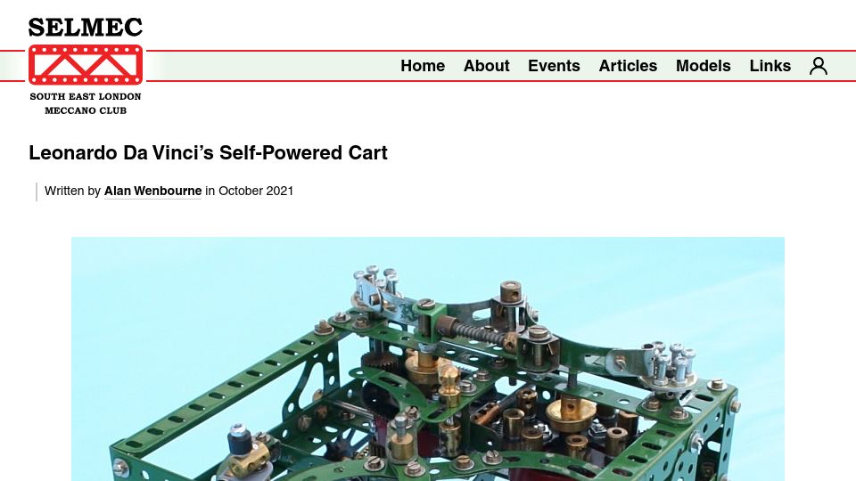 Screenshot of selmec.org.uk: Leonardo Da Vinci’s Self-Powered Cart (2021)
