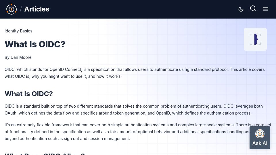 Screenshot of fusionauth.io: What Is OIDC?